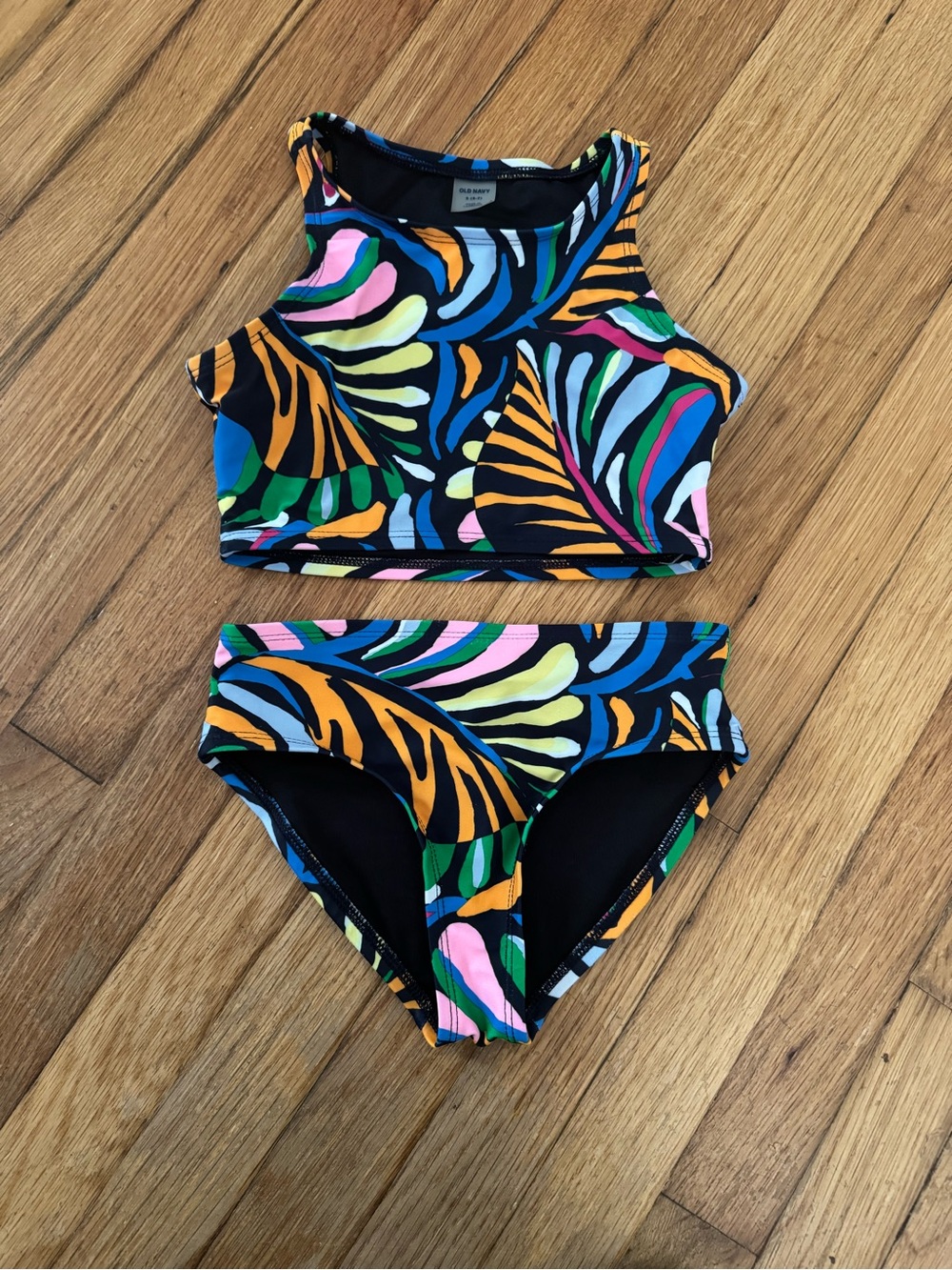 Tropical Pattern Two-Piece Girls Swim Set